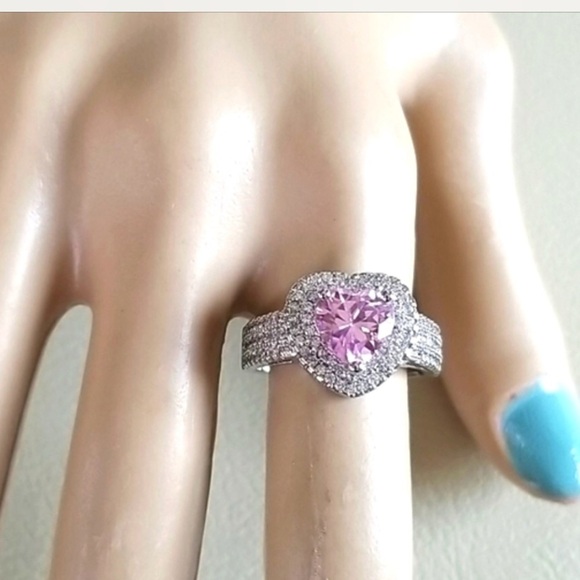 🆕 925 Pink Heart Sapphire Ring - Picture 8 of 15